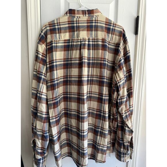 Men’s Dickies Navy Cream Tan Plaid Flannel Button Up Relaxed Fit size XL - Picture 7 of 7